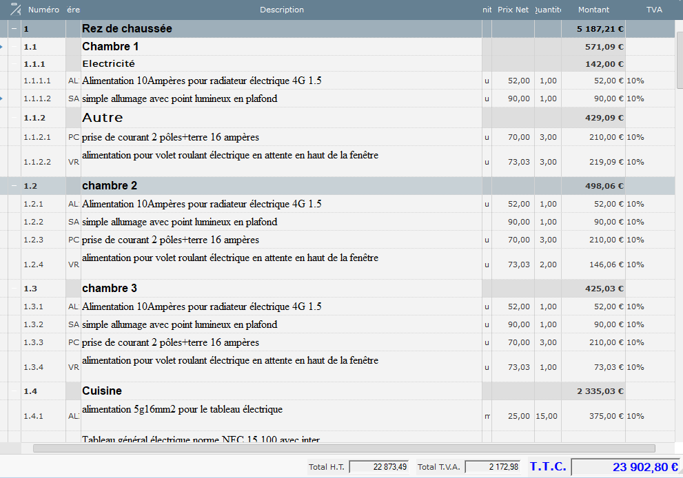Saisie du devis dans BatisyxIQ